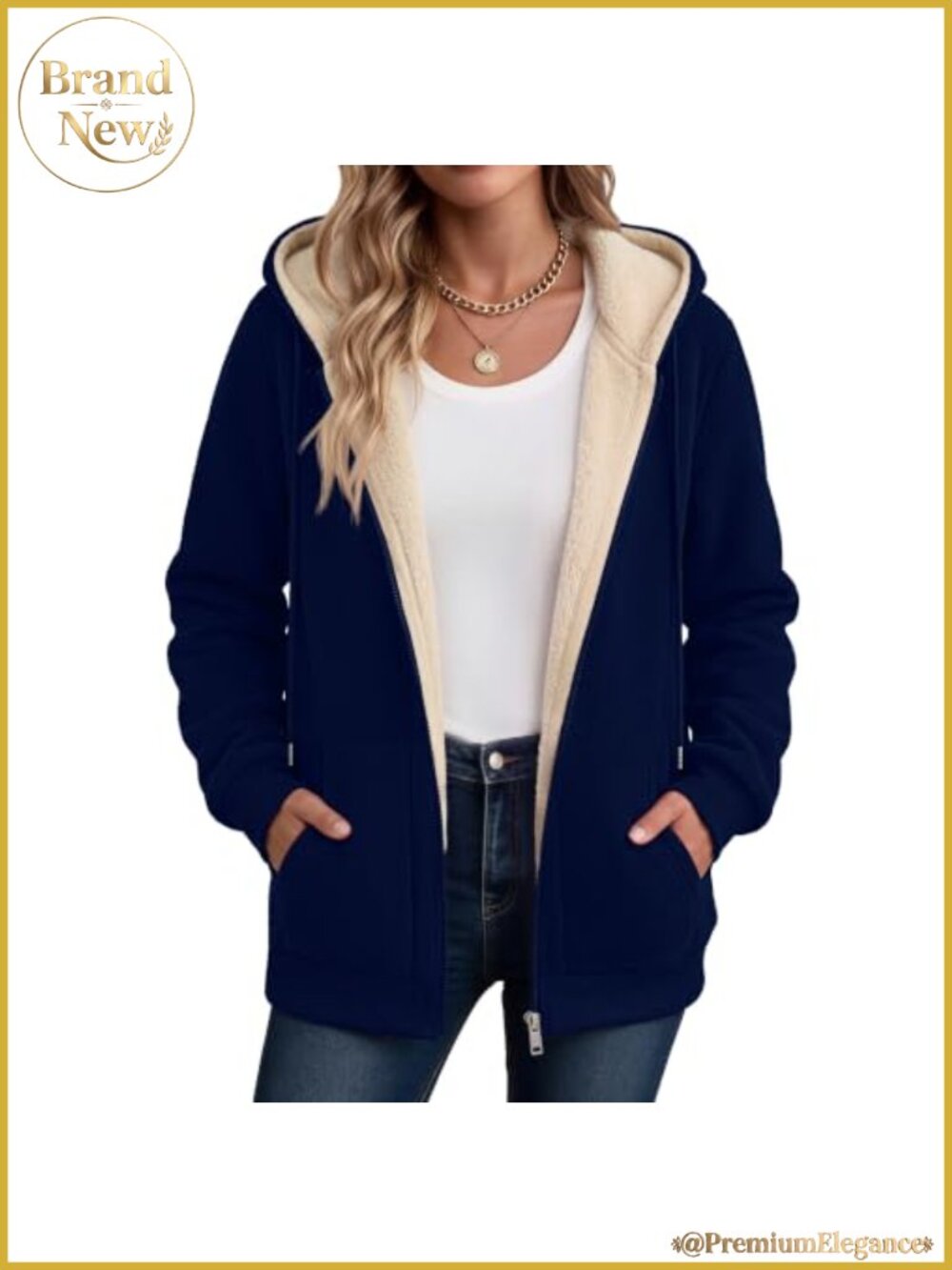 Women's Sherpa Fleece Zip Up Hooded Jacket Thick Warm Winter Coat